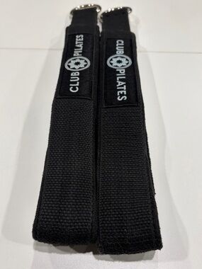 Club Pilates Reformer Straps Long and Short Loops Black with Blue Logo GUC